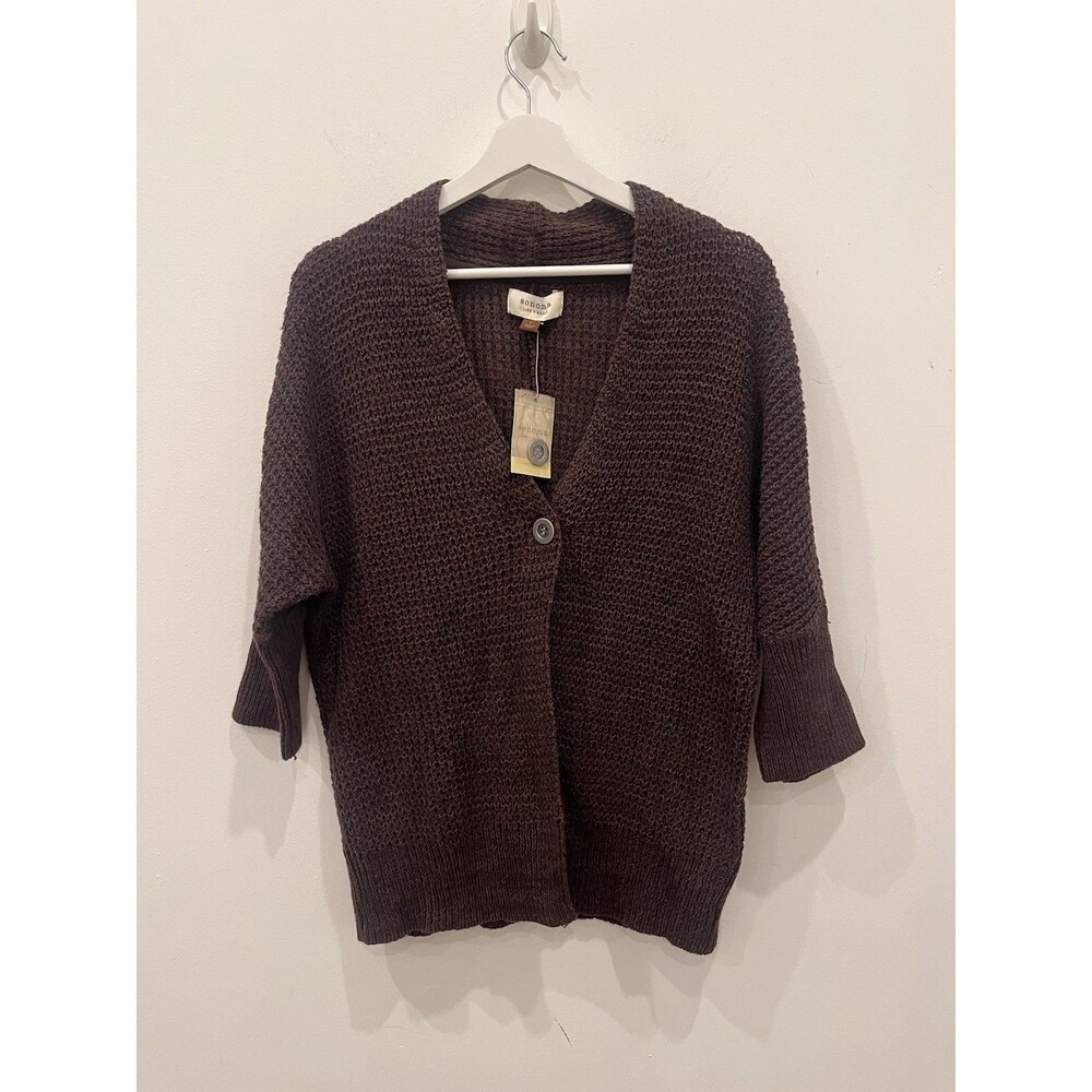 Sonoma Women’s Heather Gray Waffle Knit Cozy Cardigan Classic Button Front Sz M